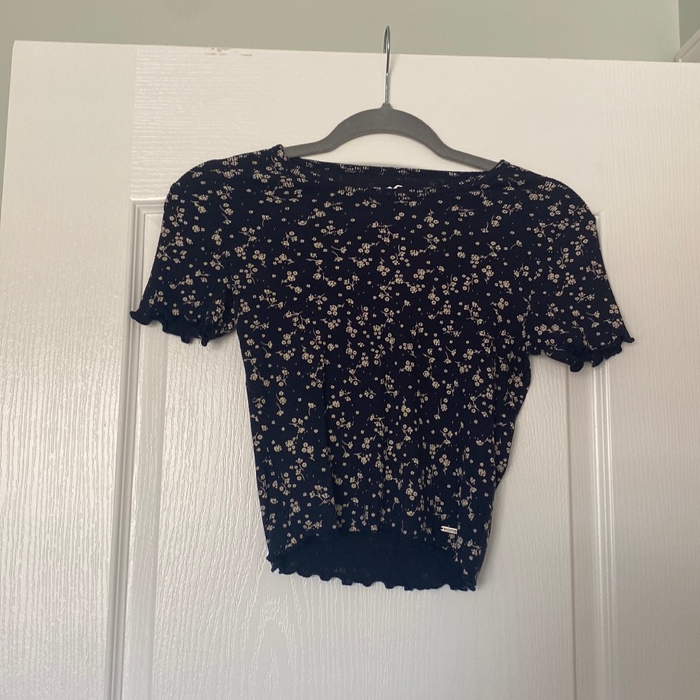 Navy blue with white flowers